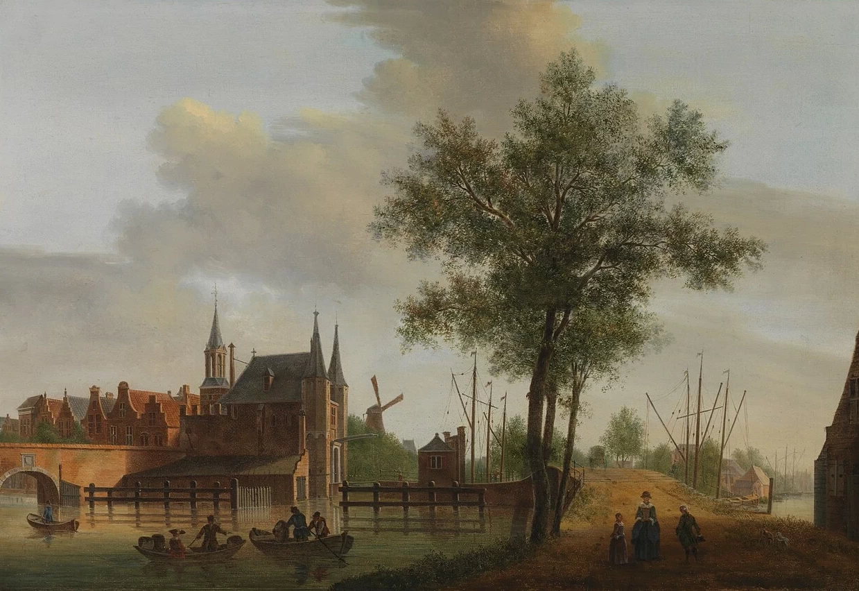 1731-Paulus van Liender - Vista della Potterspoort a Gouda